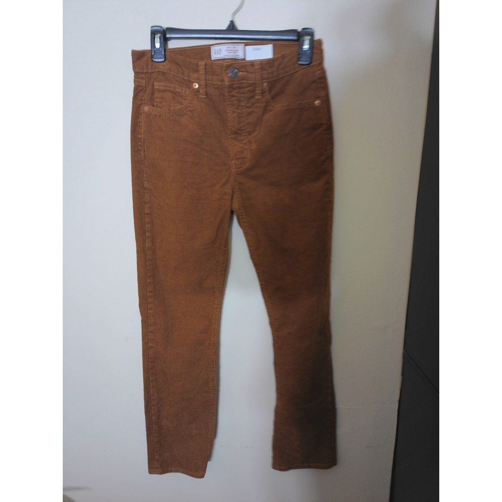 Gap Corduroy Pants Womens 26 2R Brown Vintage Slim High Rise Academia Aesthetic